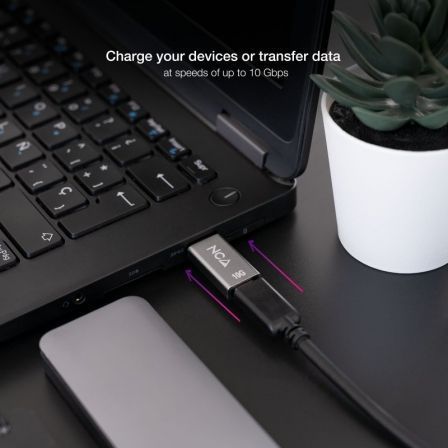 Nanocable Adaptador USB-A 3.1 GEN2 a USB-C, Gris
